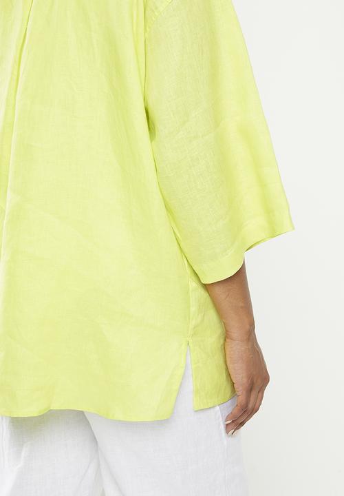 Me&B - Plus oversized linen shirt - lime