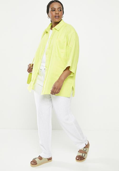 Me&B - Plus oversized linen shirt - lime