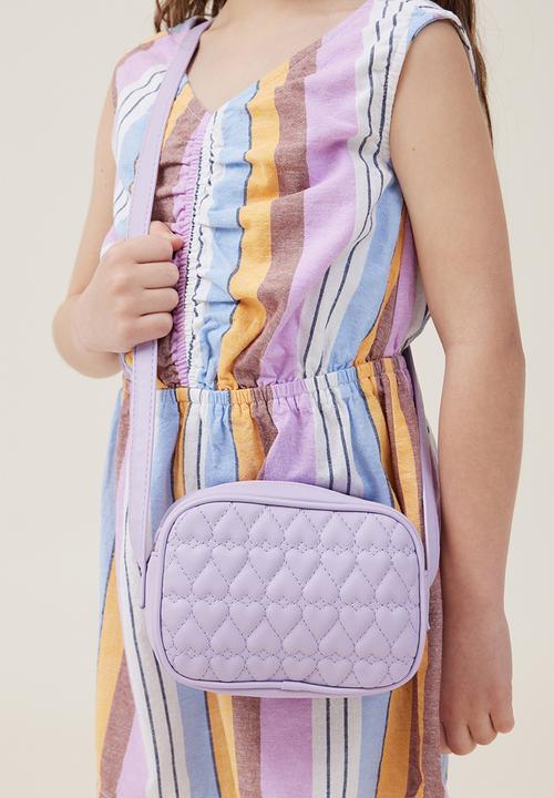Cotton On - Quinn quilted cross body bag - lilac drop/hearts