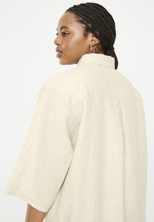 Me&B - Plus linen shirt dress - natural