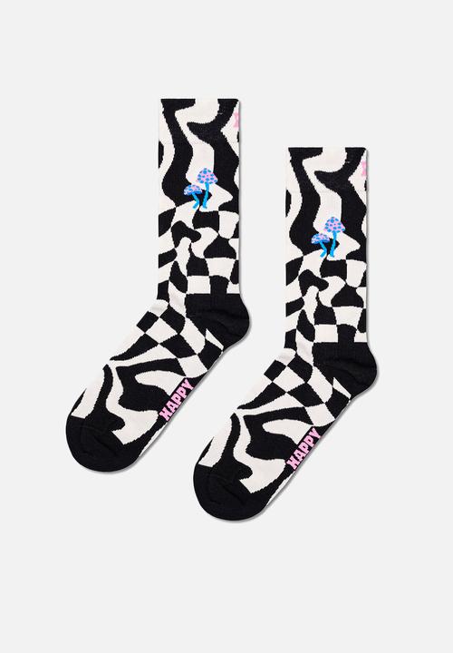 Happy Socks - Distorted check sock - black