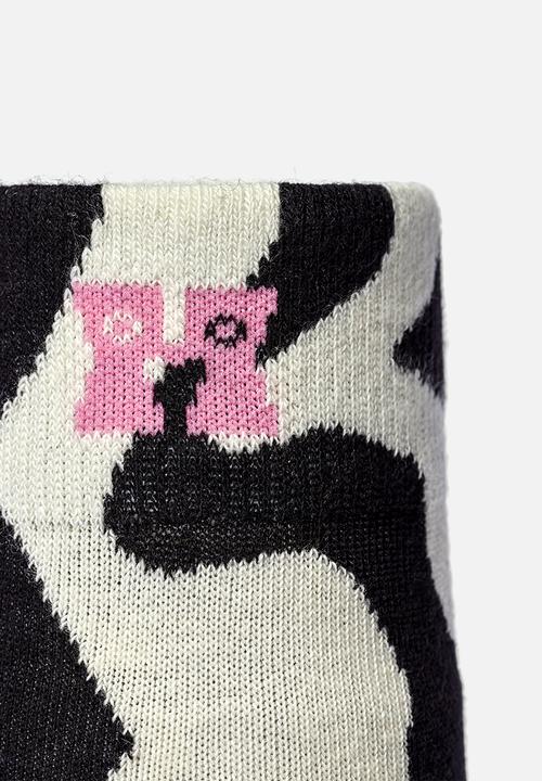 Happy Socks - Distorted check sock - black