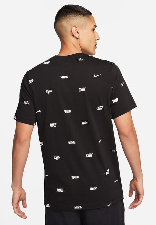 Nike - NSW Club+ AOP t-shirt - black/wht
