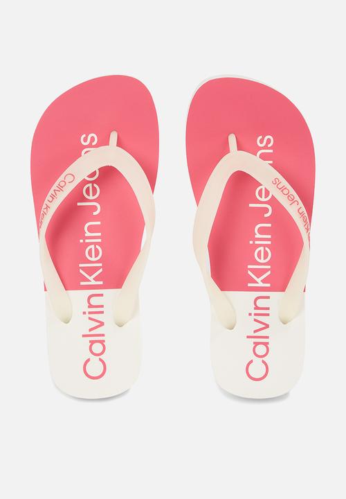 Calvin Klein - Beach sandal flatform - ancient white/raspberry sorbet