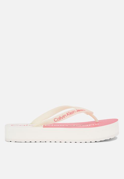 Calvin Klein - Beach sandal flatform - ancient white/raspberry sorbet
