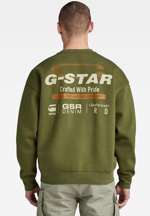 G-STAR - Old skool back gr loose sw dry ashor sweat - dark olive