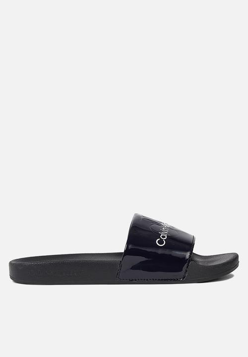 Calvin Klein - Slide metallic monologo - metallic blue