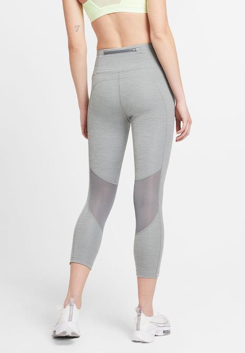 Nike - W nk df fast crop - smoke grey/htr/reflective silv