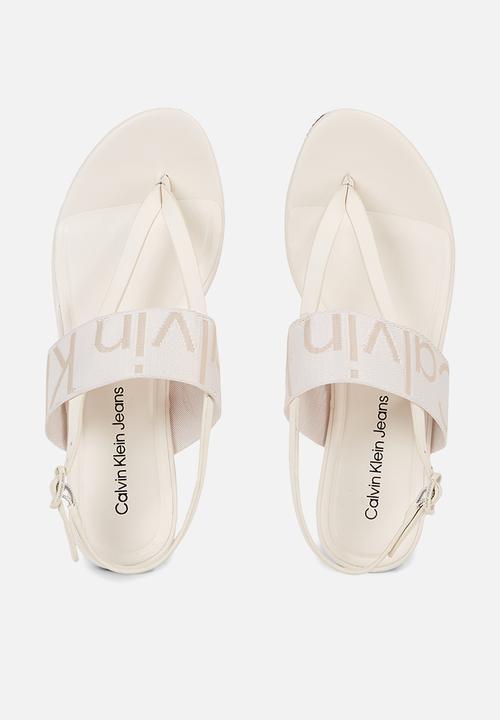 Calvin Klein - Flat sandal toepost webbing - ancient white 