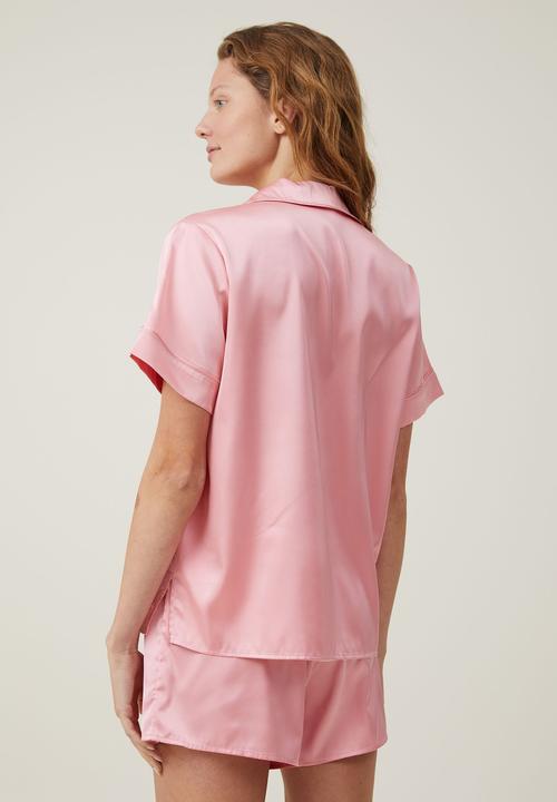 Cotton On - Staycay Satin Sleep Set - Peach Puff