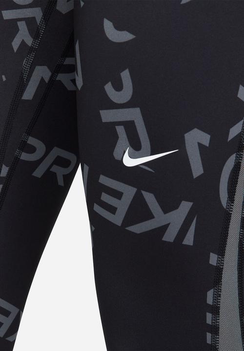 Nike - W np df mr 7/8 tght aop - black/black/iron grey/white