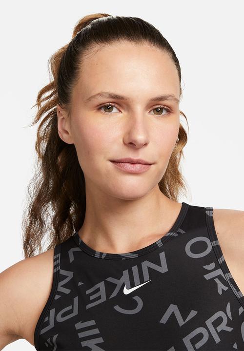Nike - W np df crop tank aop - black/black/white