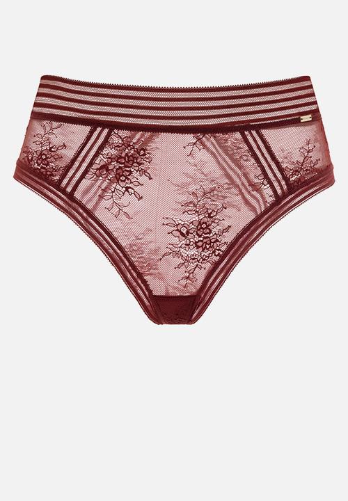 Janet Reger - Statement starlight high waisted brief - ruby