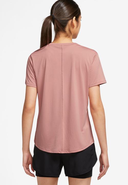 Nike - W nk df swoosh hbr short sleeve top - red stardust/fierce pink