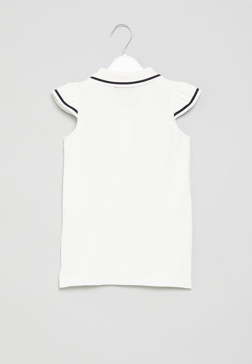 POLO - Girls frill sleeved - off white