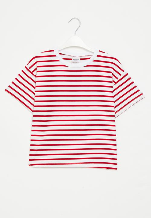 Pop Candy - Stripe tee - red & white