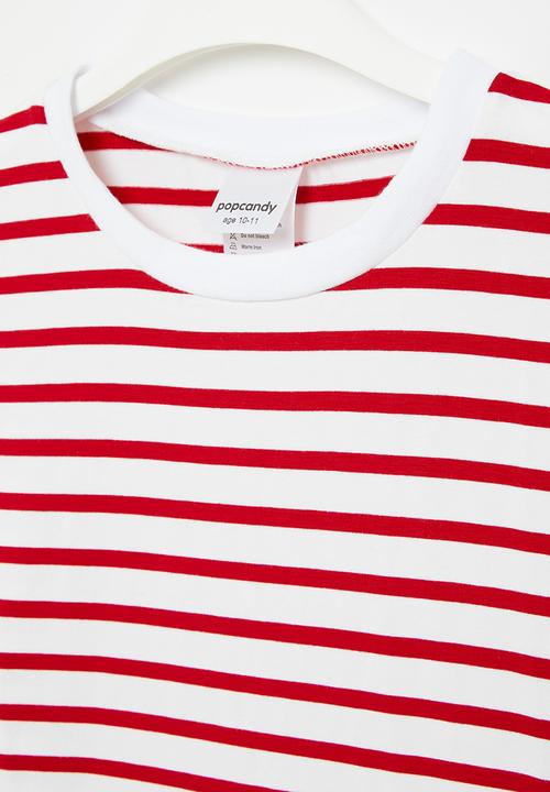 Pop Candy - Stripe tee - red & white