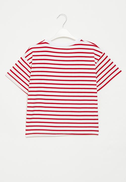 Pop Candy - Stripe tee - red & white