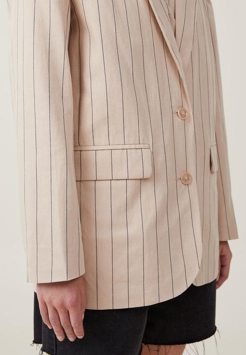 Cotton On - Jude blazer - peta pinstripe stone / graphite