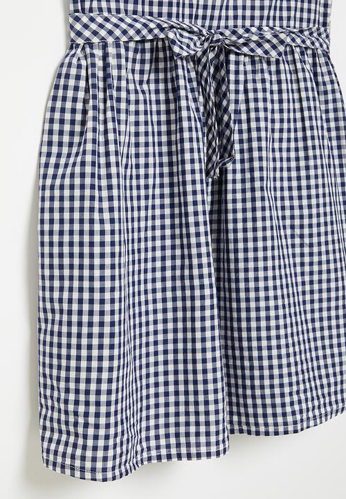 POLO - Girls checked sleeveless dress - navy
