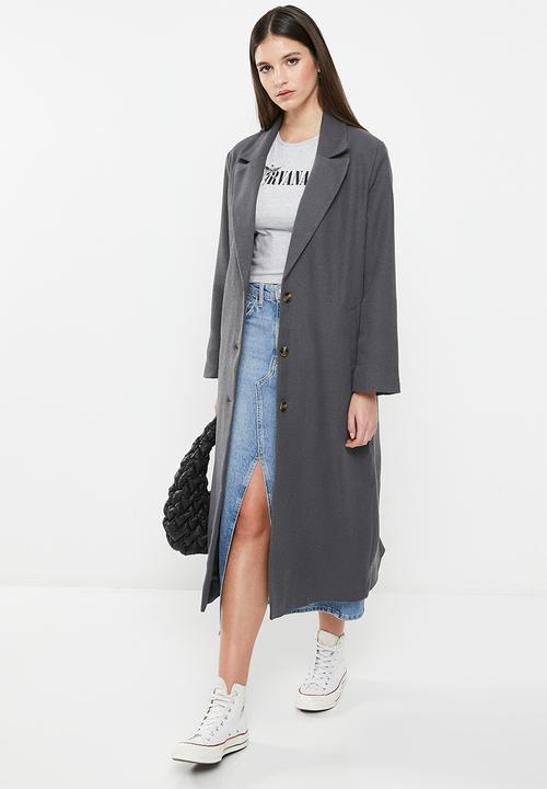 Cotton On - Bump Friendly Button Down Coat - Charcoal