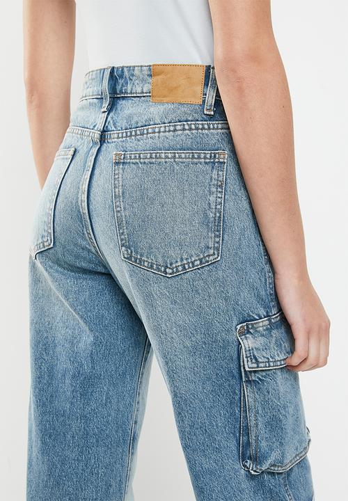 Cotton On - Cargo Wide Leg Jean - Lake Blue