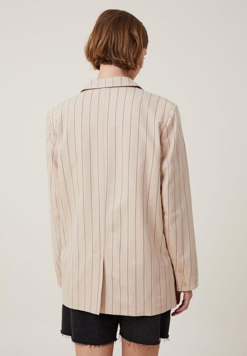 Cotton On - Jude blazer - peta pinstripe stone / graphite