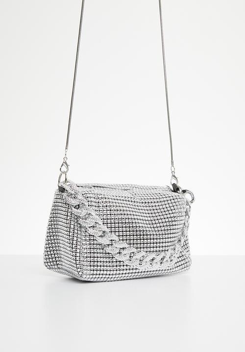 MILLA - Diamanté shoulder bag - silver