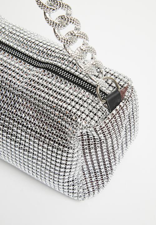 MILLA - Diamanté shoulder bag - silver
