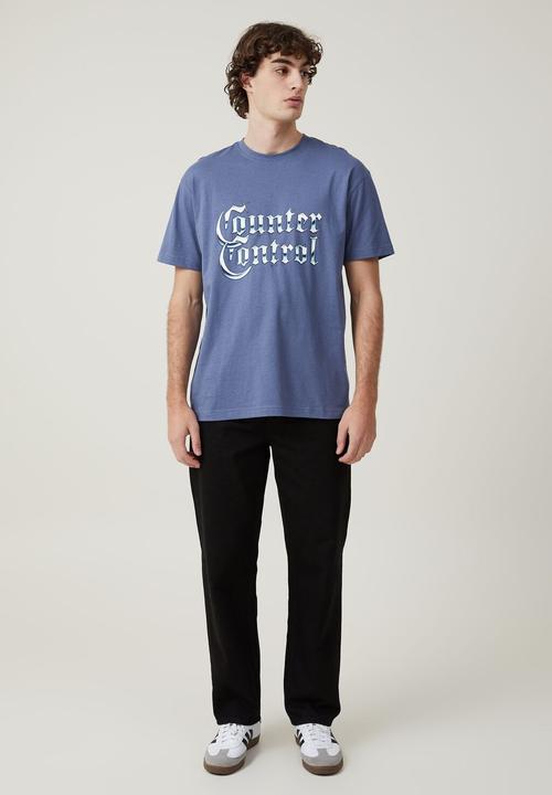 Cotton On - Loose fit art t-shirt - blue slate / counter control