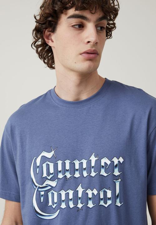 Cotton On - Loose fit art t-shirt - blue slate / counter control