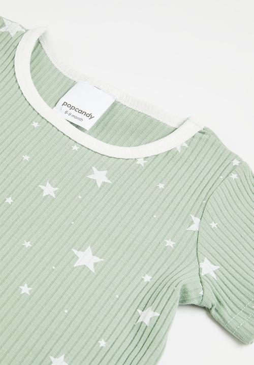 Pop Candy - Baby short sleeve top and bottom set - sage green