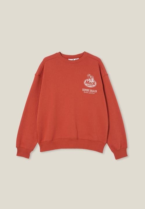 Cotton On - Mack trucks oversized sweater - lcn mac bruschetta red