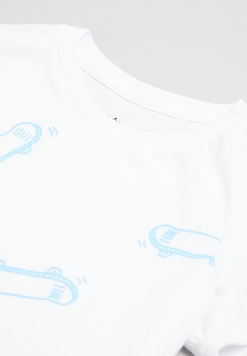 Pop Candy - 2 Pack printed tee - white & blue 