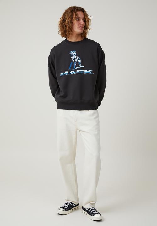 Cotton On - Mack trucks oversized sweater - lcn mac washed black/bulldog logo