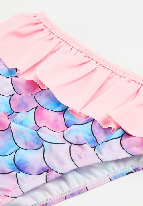 Pop Candy - Girls ruffle bottom swim set - light pink