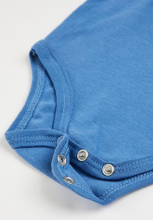 Pop Candy - Baby boys romper set - blue & grey 