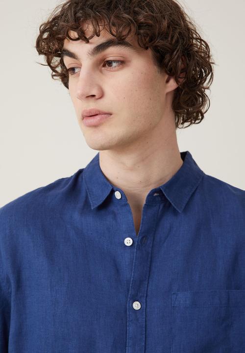 Cotton On - Linen Long Sleeve Shirt - Faded Navy