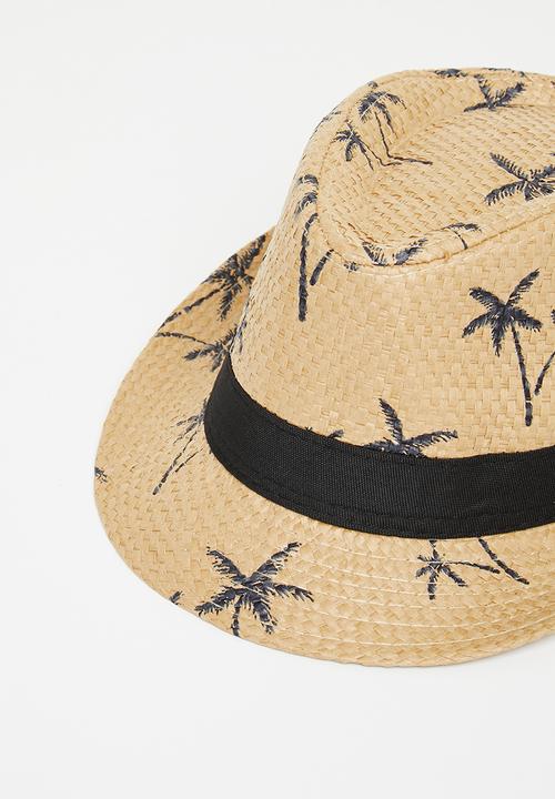 Pop Candy - Boys straw hat - beige & black