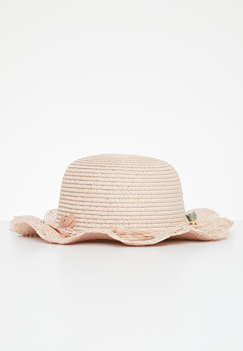 Pop Candy - Girls flower detail hat - light pink