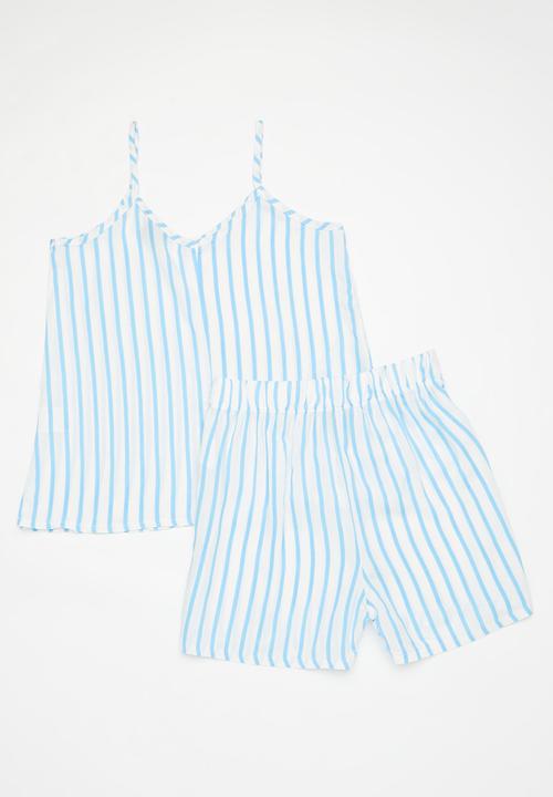 Rebel Republic - Cami & short set - blue & white stripe 