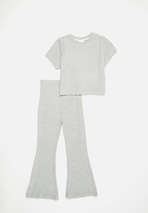 Pop Candy - Tee & flare legging set - grey