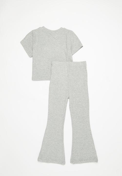 Pop Candy - Tee & flare legging set - grey