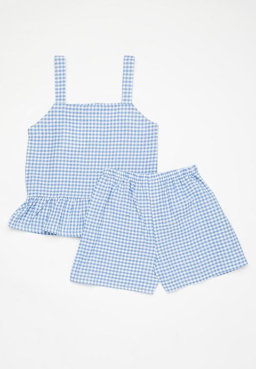 Pop Candy - Tee & short set - blue & white