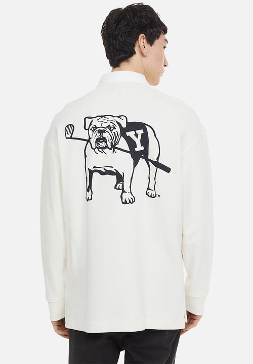 H&M - Relaxed fit printed polo shirt - cream/yale 