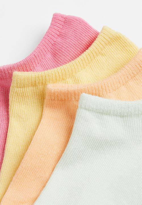 H&M - 7-pack trainer socks - green, orange, pink, purple & yellow