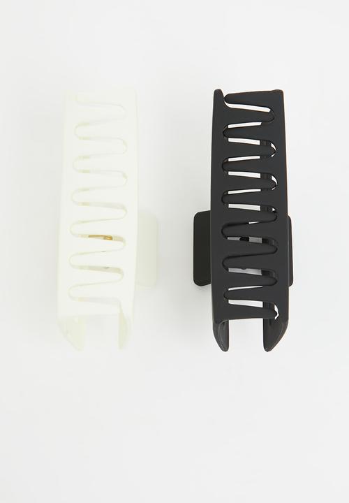 Pop Candy - Girls rectangular hair clips - black & white