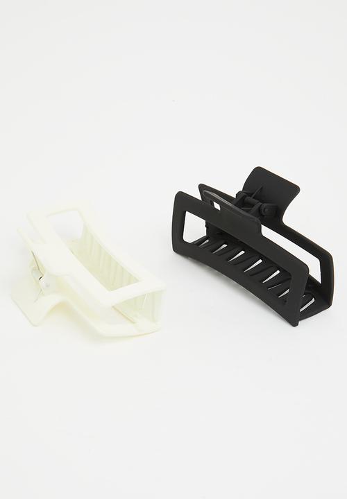 Pop Candy - Girls rectangular hair clips - black & white