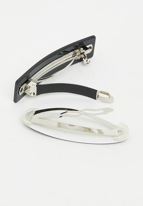 ERA by DJ Zinhle - 2 Pack era logo hair clips - black & white
