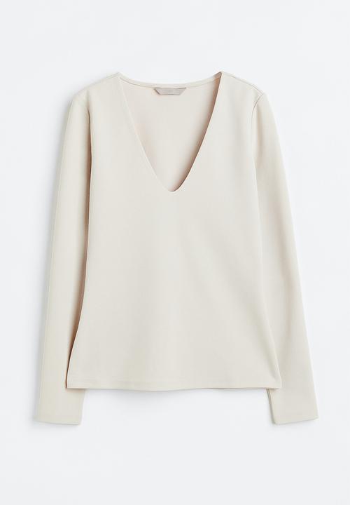 H&M - V-neck top - light beige
